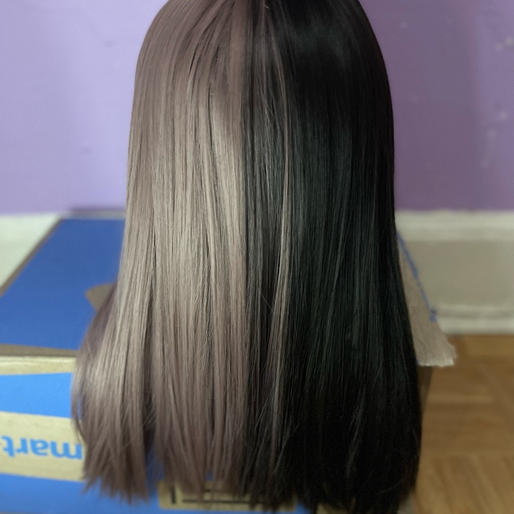 Half and Half milk tea synthetic wig